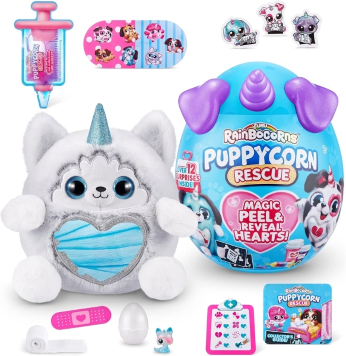 Плюшено кученце (7 дизайна) за лекуване Rainbocorns Puppycorn Rescue с изненада в яйце