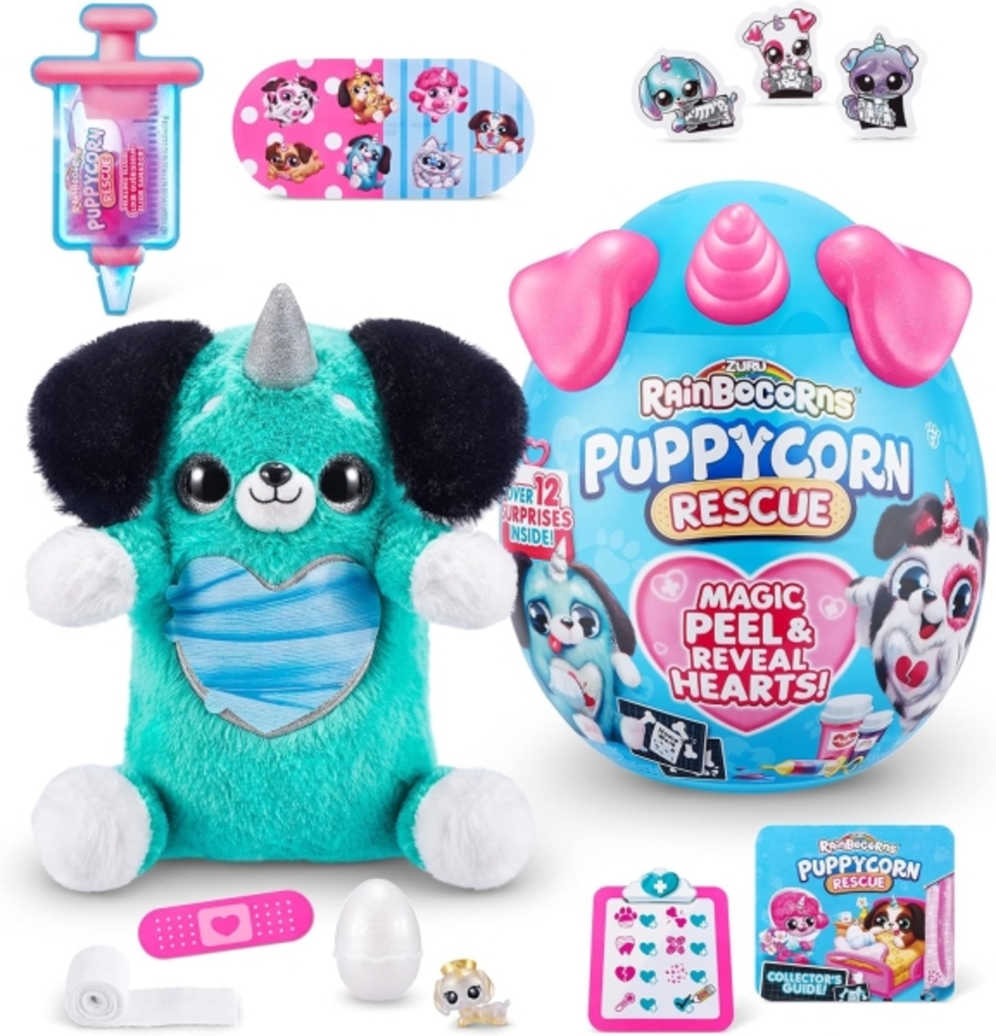 Плюшено кученце (7 дизайна) за лекуване Rainbocorns Puppycorn Rescue с изненада в яйце