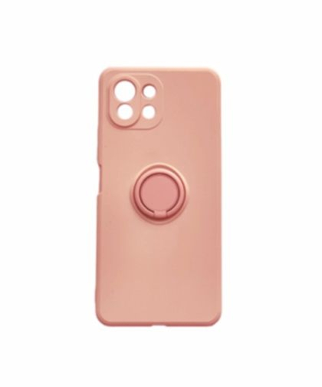 Кейс Vennus Silicone Ring за Xiaomi Mi 11 Lite 4G/5G, Метален ринг, Защита около камерата, Светло розов