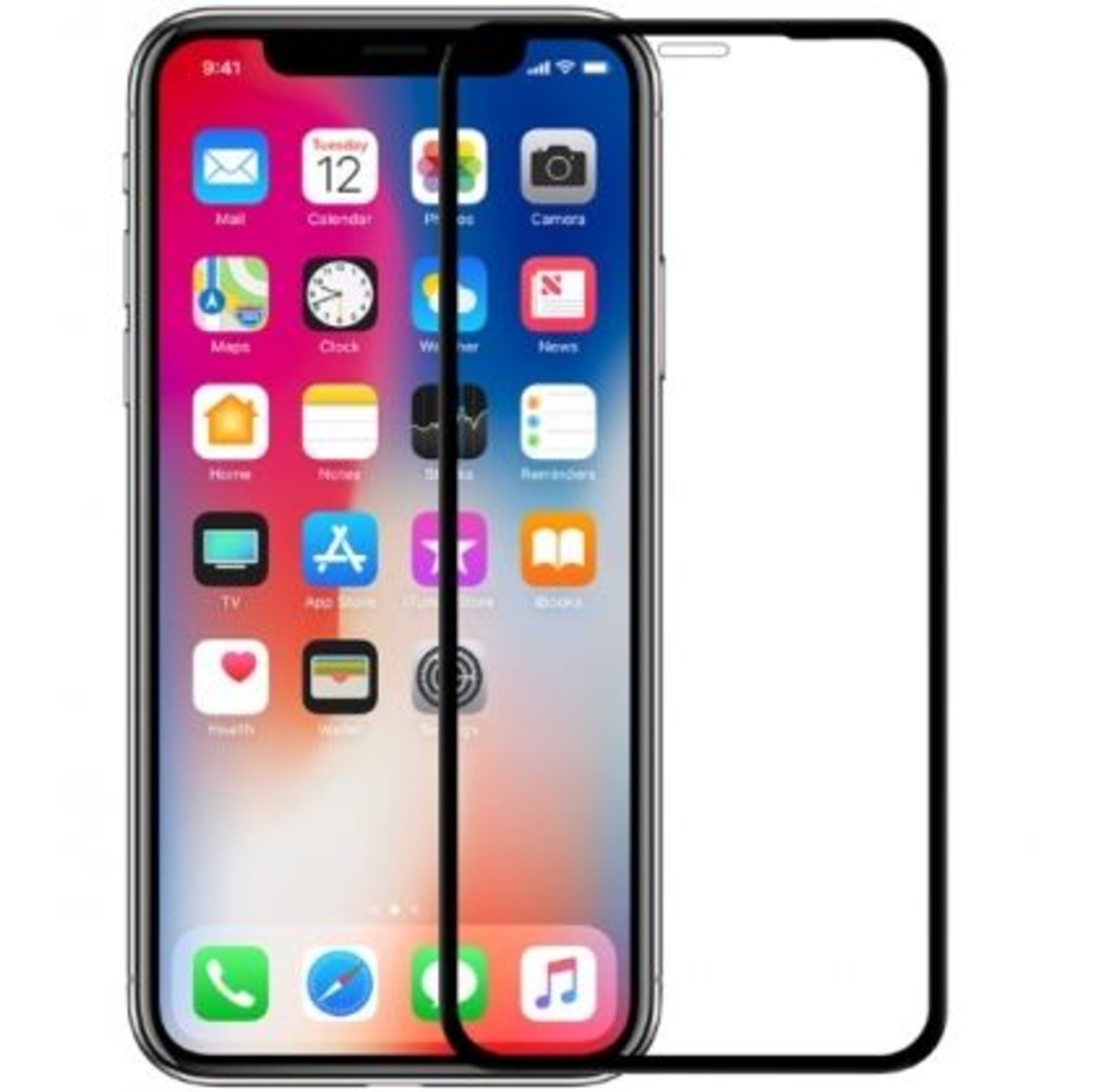 5D Стъклен протектор Smart Glass Gorilla Full Cover за Iphone XR, Черен