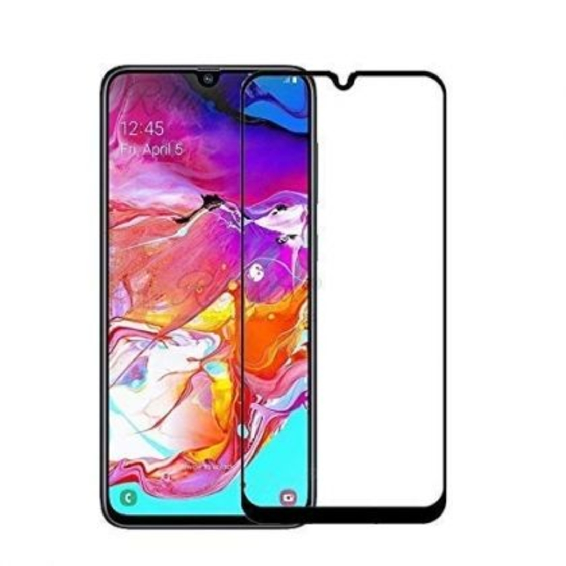 6D стъклен протектор Full Glue Cover, за Samsung Galaxy A70, Черен