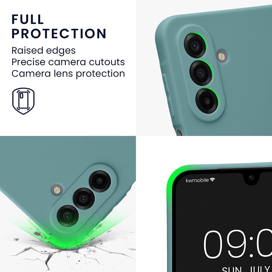Кейс Silicone Lite за Samsung Galaxy A37 5G, Защита около камерата, Зелен