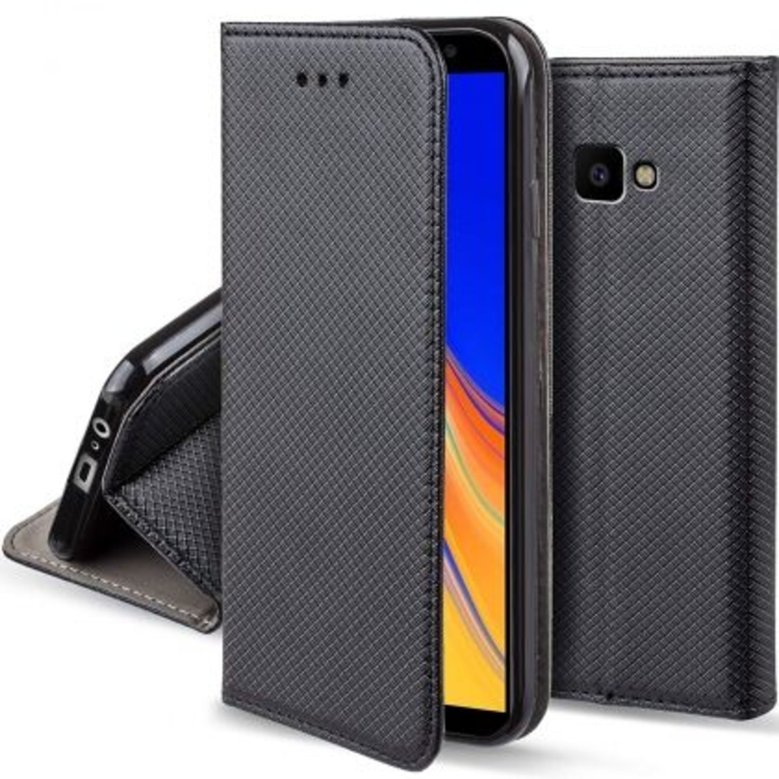 Кожен калъф Flip Book Smart за Samsung J415 Galaxy J4 Plus 2018, Черен