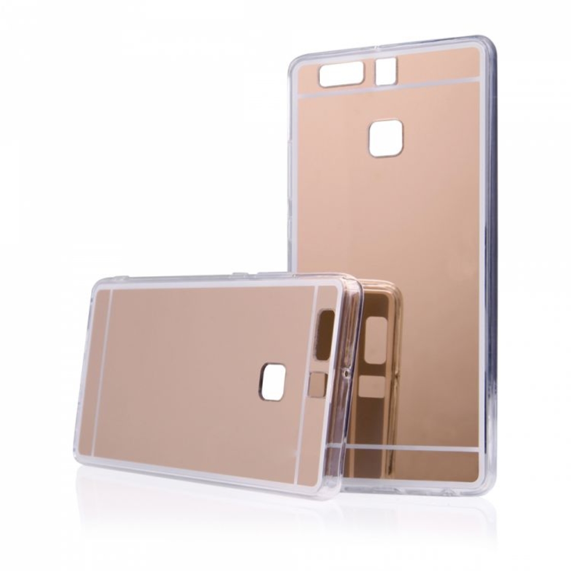 Луксозен силиконов калъф Mirror с огледален ефект в розово златен за Huawei P9