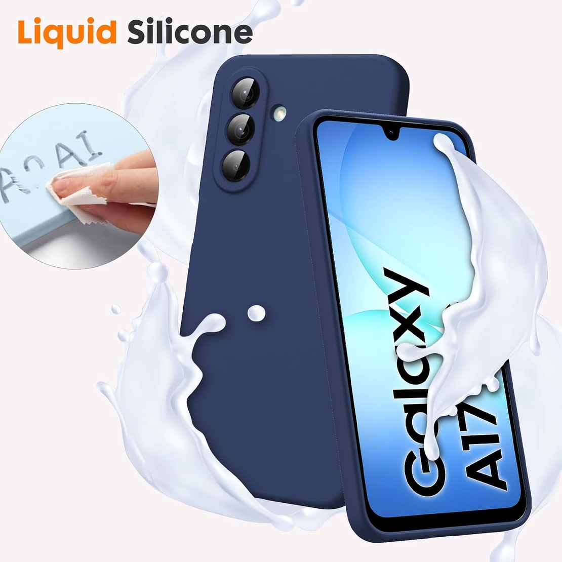 Кейс Silicone Lite за Samsung Galaxy A17, Защита около камерата, Син