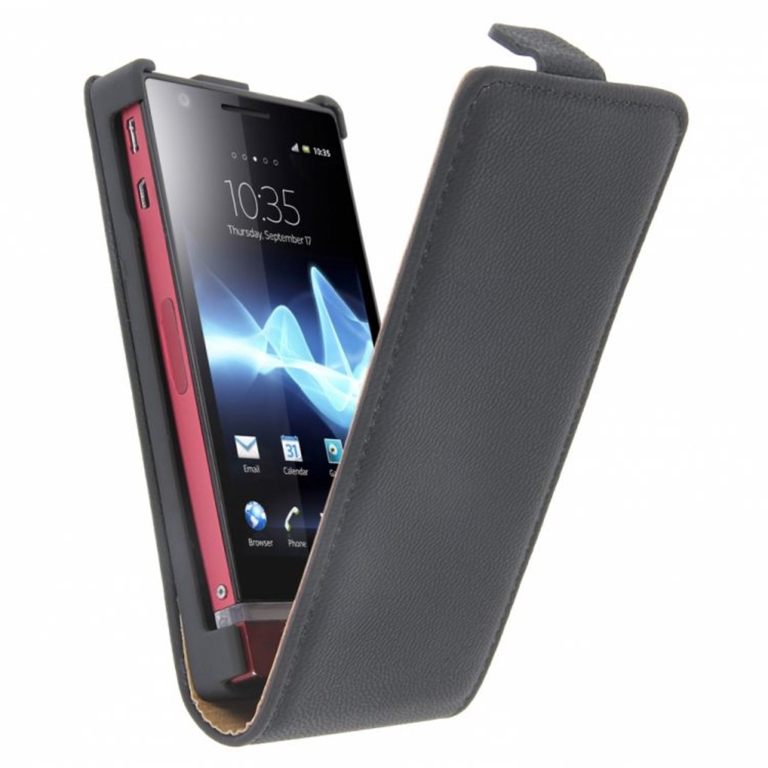Кожен Flip калъф за Sony Xperia P С БЕЗПЛАТЕН ПРОТЕКТОР ЗА ДИСПЛЕЙ