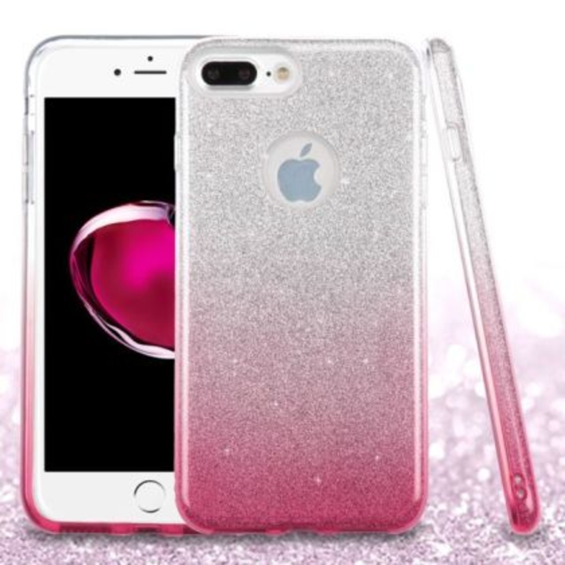 Силиконов гръб Emily Shining за IPhone 7/8, Преливащо розов