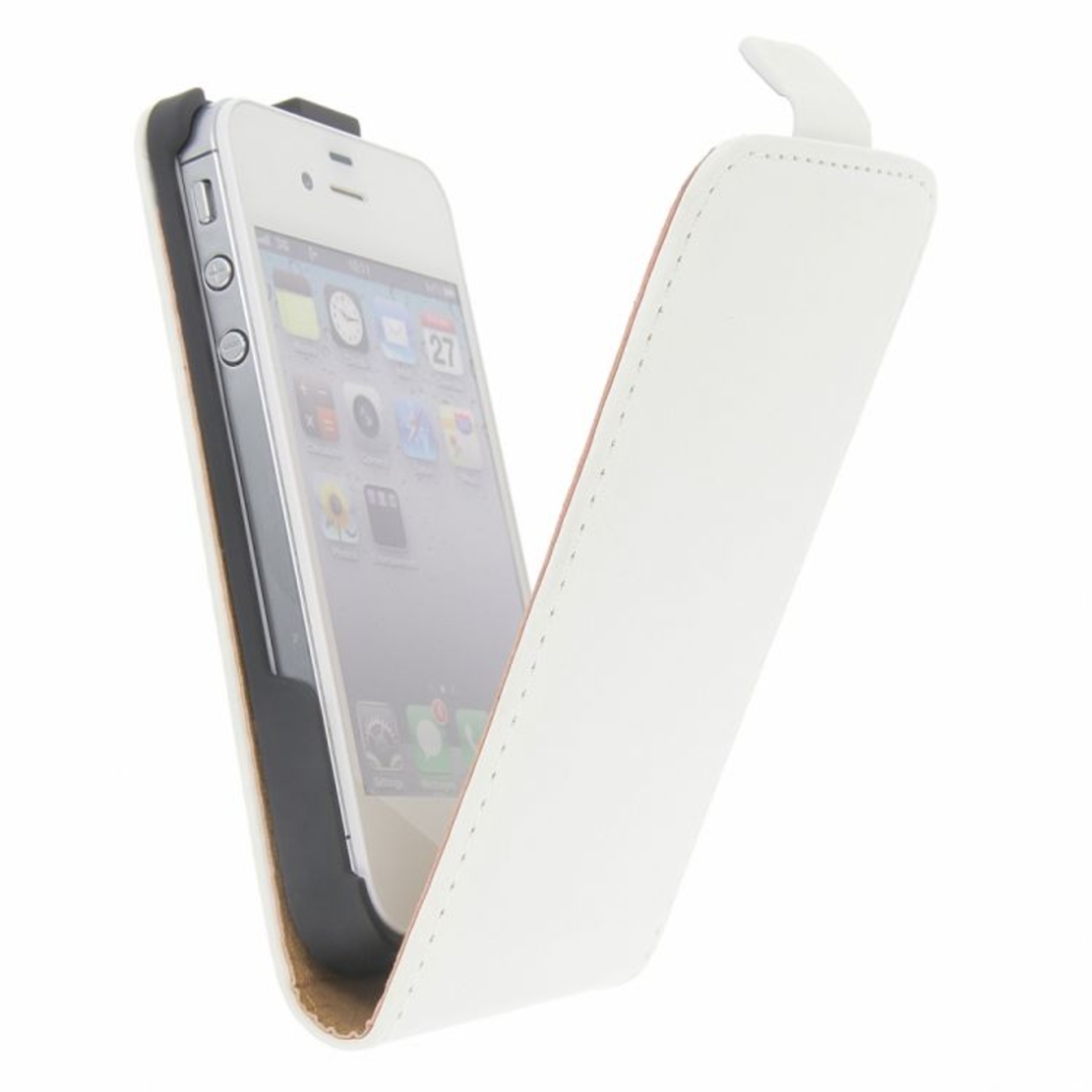 Кожен Flip калъф за IPhone 4S С БЕЗПЛАТЕН ПРОТЕКТОР ЗА ДИСПЛЕЙ