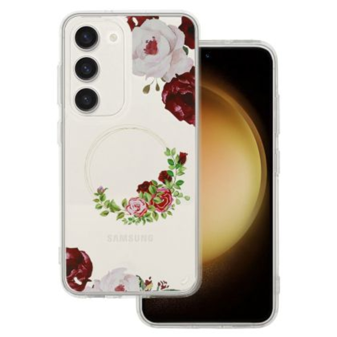 Кейс Tel Protect Flower, за Samsung Galaxy A53 5G, Защита около камерата, Прозрачен с червени рози