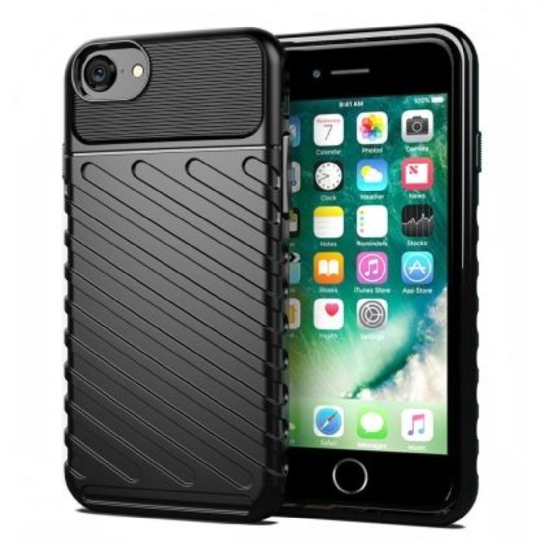 Противоударен кейс Thunder за IPhone 7/8/SE 2020/SE 2022, Черен