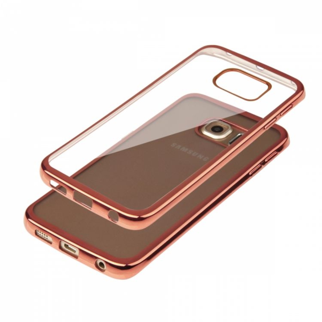 Луксозен силиконов калъф Glossy със златно розова рамка за Samsung G925 Galaxy S6 Edge
