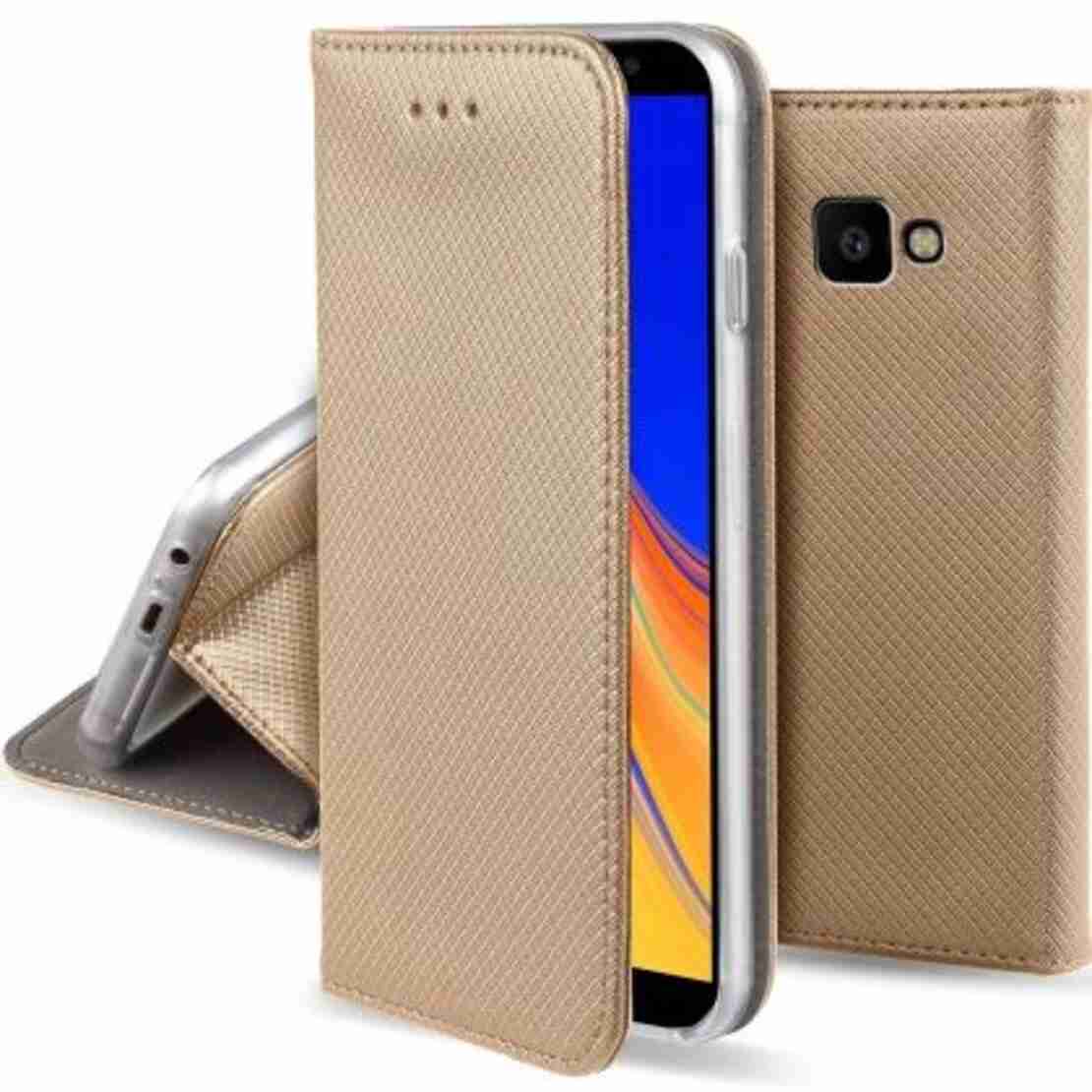 Кожен калъф Flip Book Smart за Samsung J415 Galaxy J4 Plus 2018, Златен