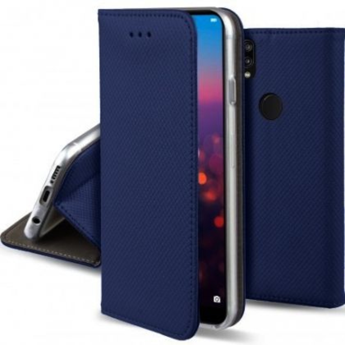 Кожен калъф Flip Book Smart за Huawei P20 Lite, Син