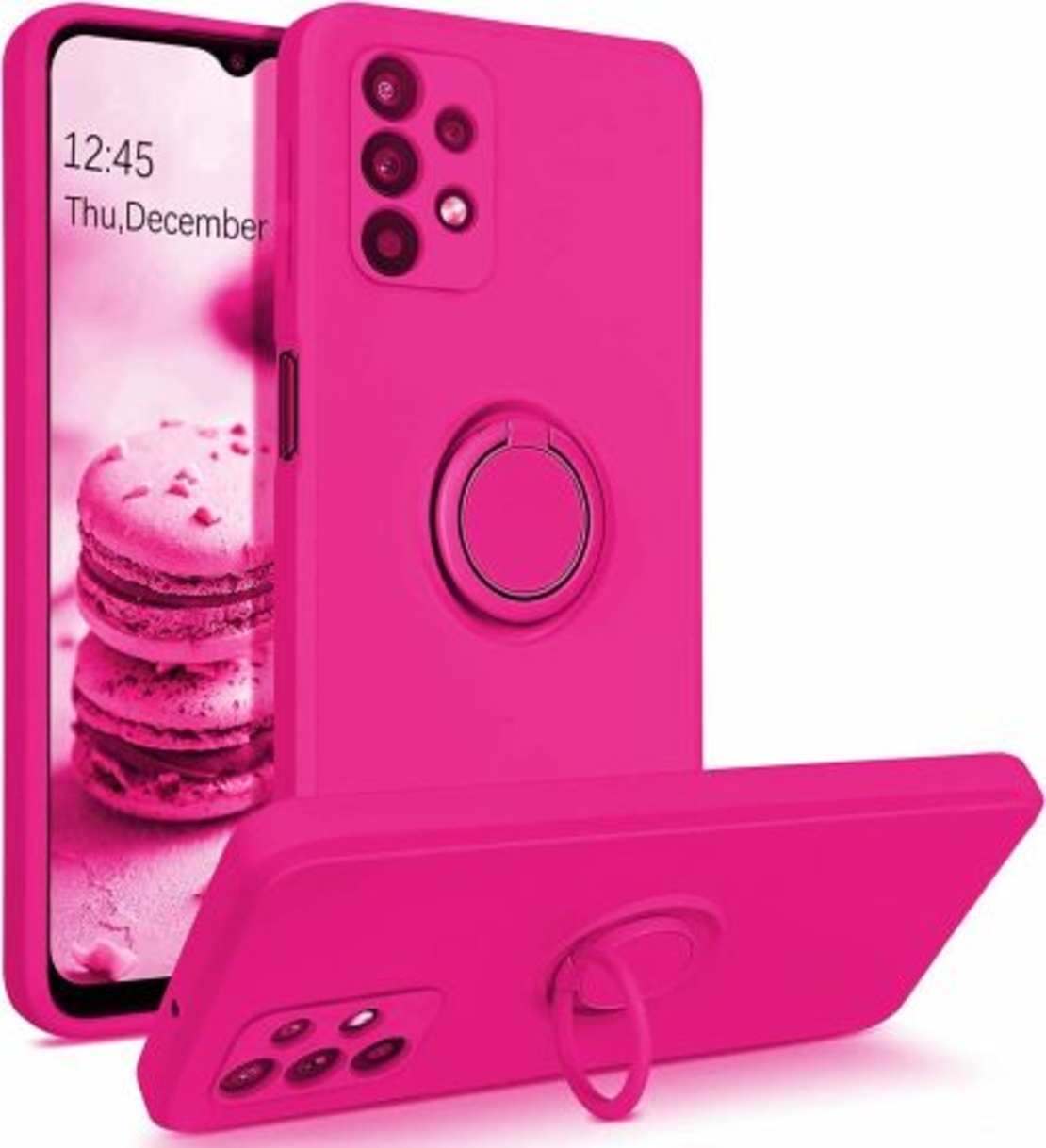 Кейс Vennus Silicone Ring за Samsung Galaxy A33 5G, Метален ринг, Защита около камерата, Розов