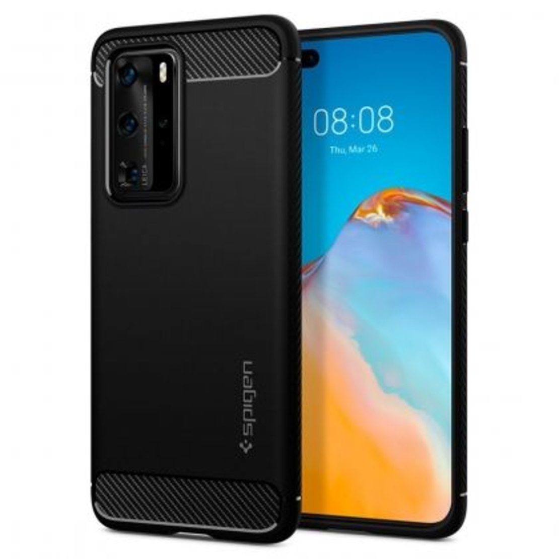 Кейс Spigen, Rugged Armor, за P40 Pro, Черен Matt