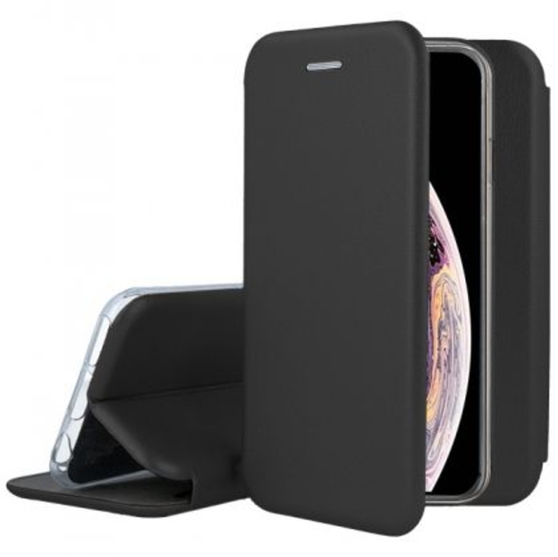 Луксозен кожен калъф Vennus Soft Book Prestige за IPhone XS MAX, Черен