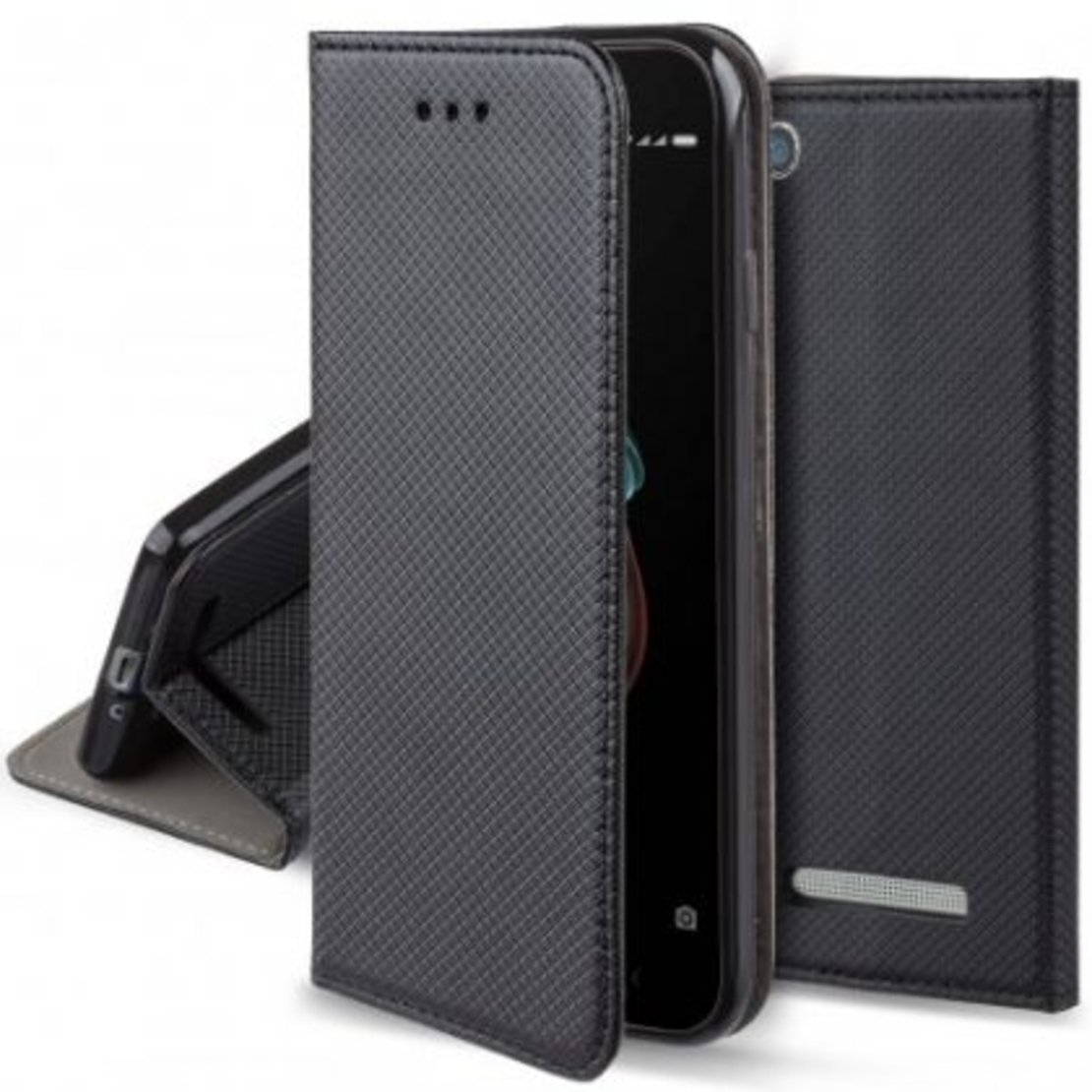 Кожен калъф Flip Book Smart за Xiaomi Redmi 5A, Черен