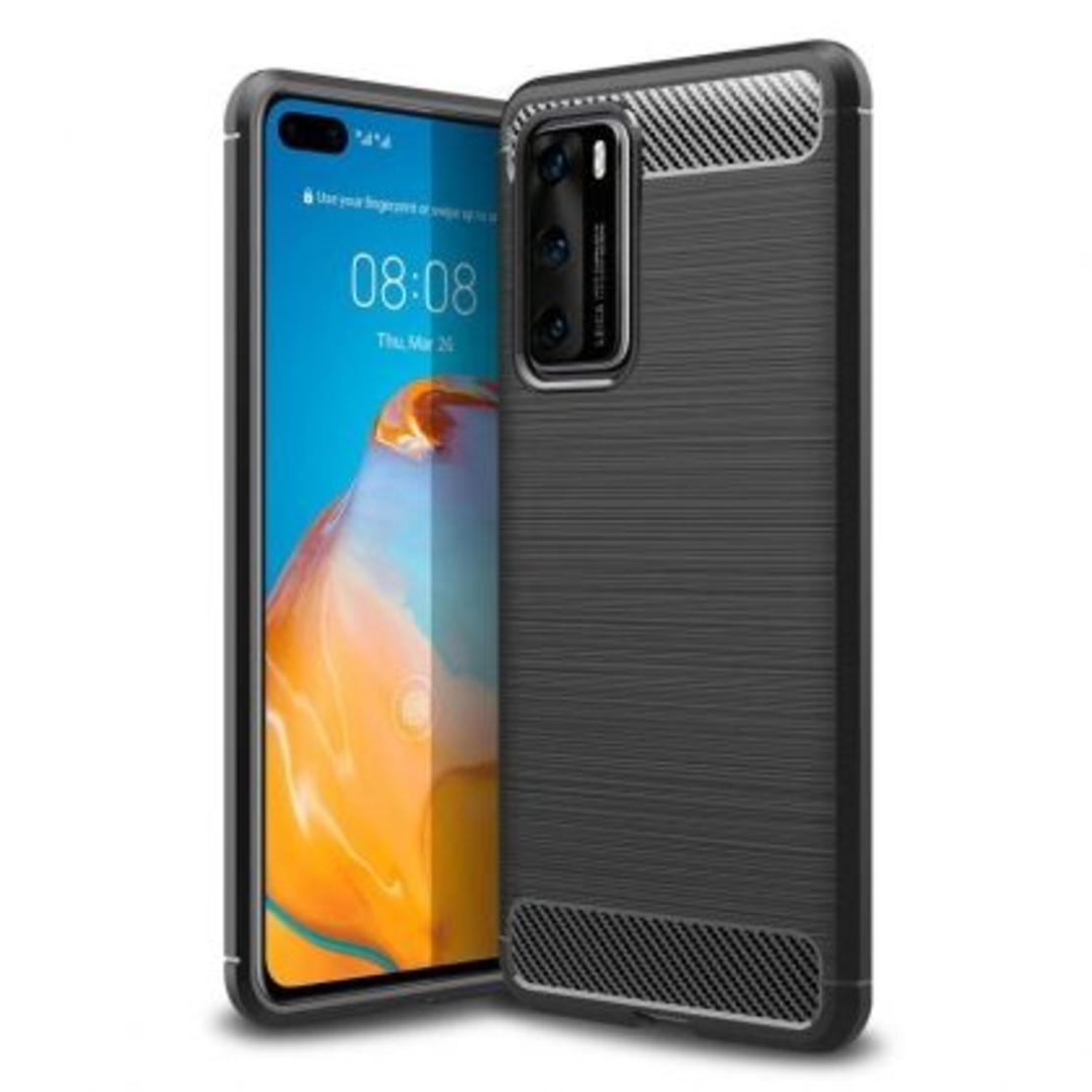 Anti Shock гръб Carbon за Huawei P40, Черен