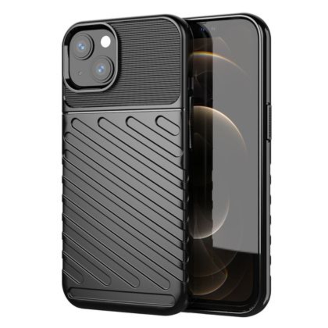 Противоударен кейс Thunder за IPhone 13, Черен