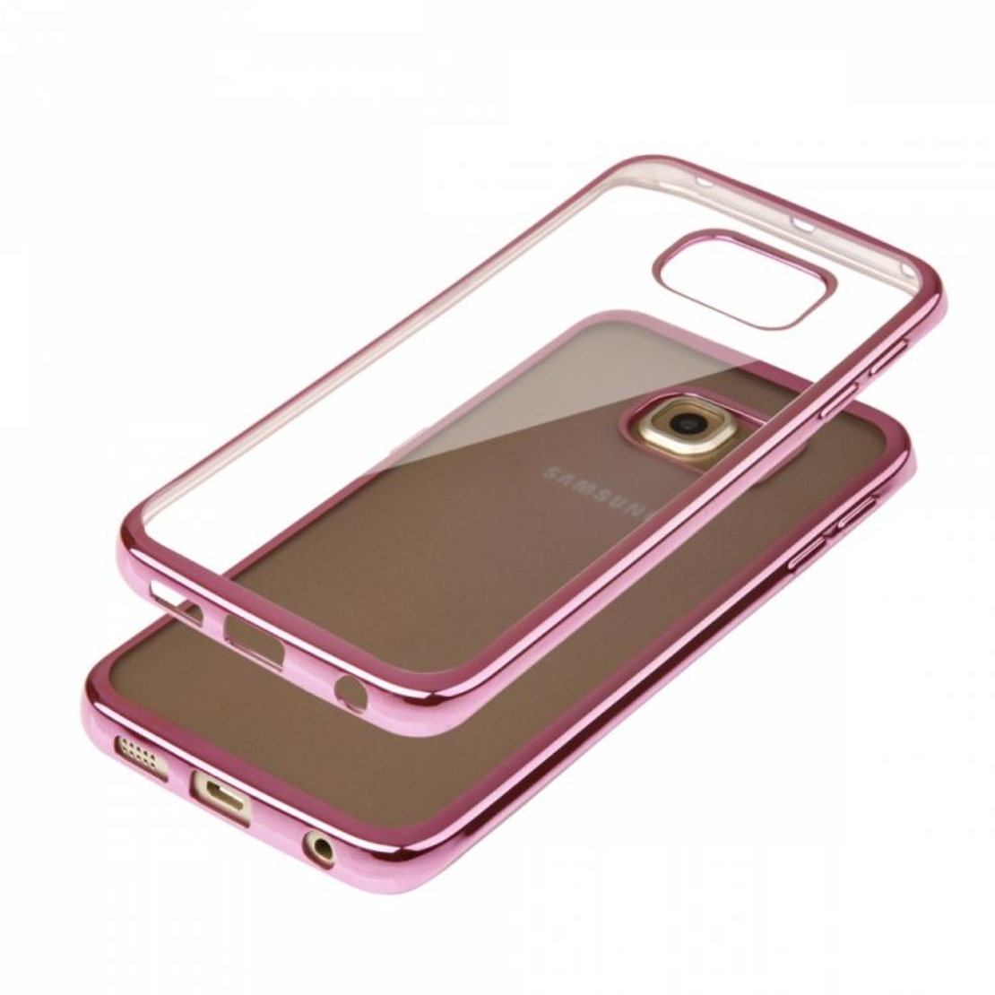 Луксозен силиконов калъф Glossy с розова рамка за Samsung G925 Galaxy S6 Edge