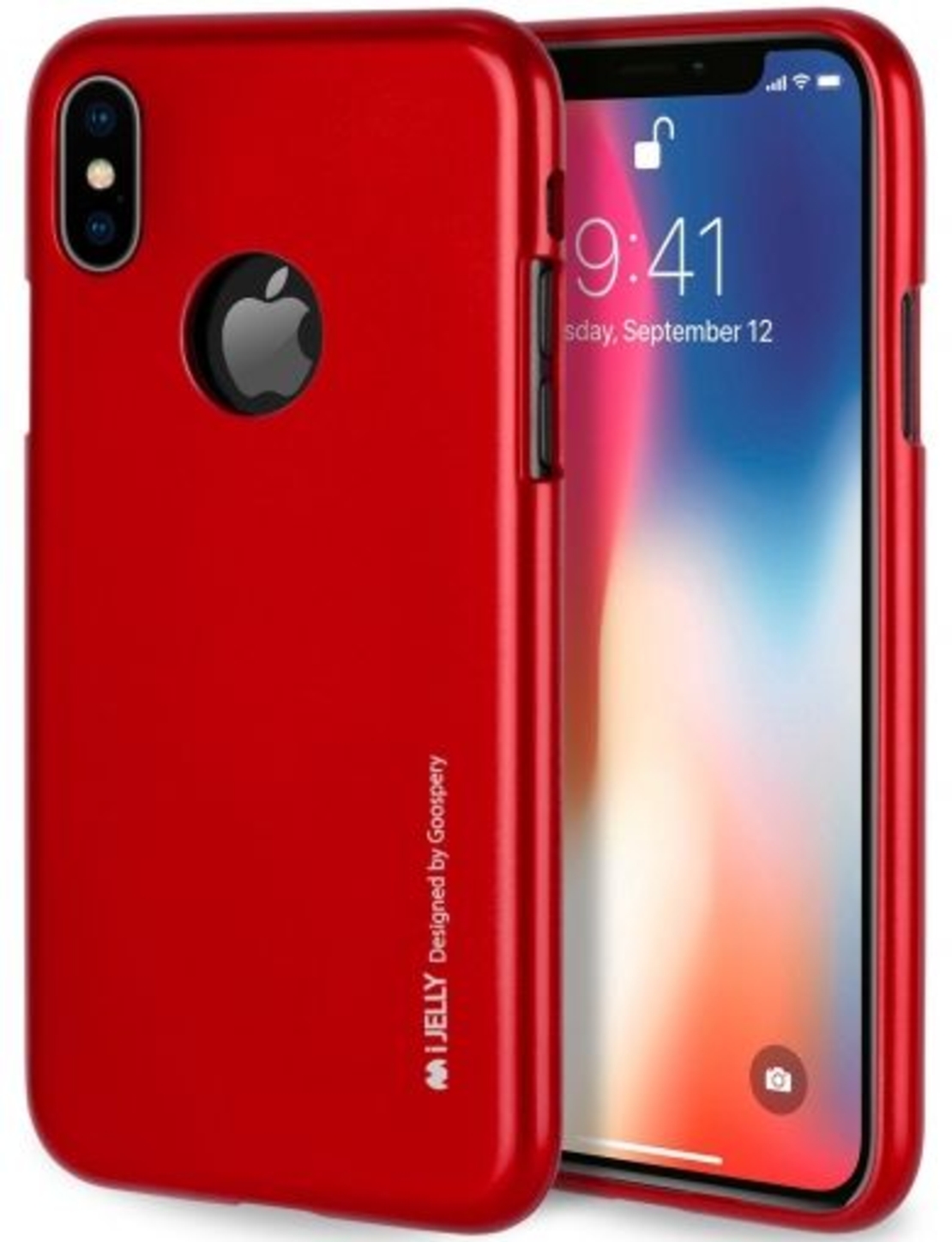 Луксозен силиконов гръб i-Jelly Metal Mercury Goospery за IPhone XR, Червен