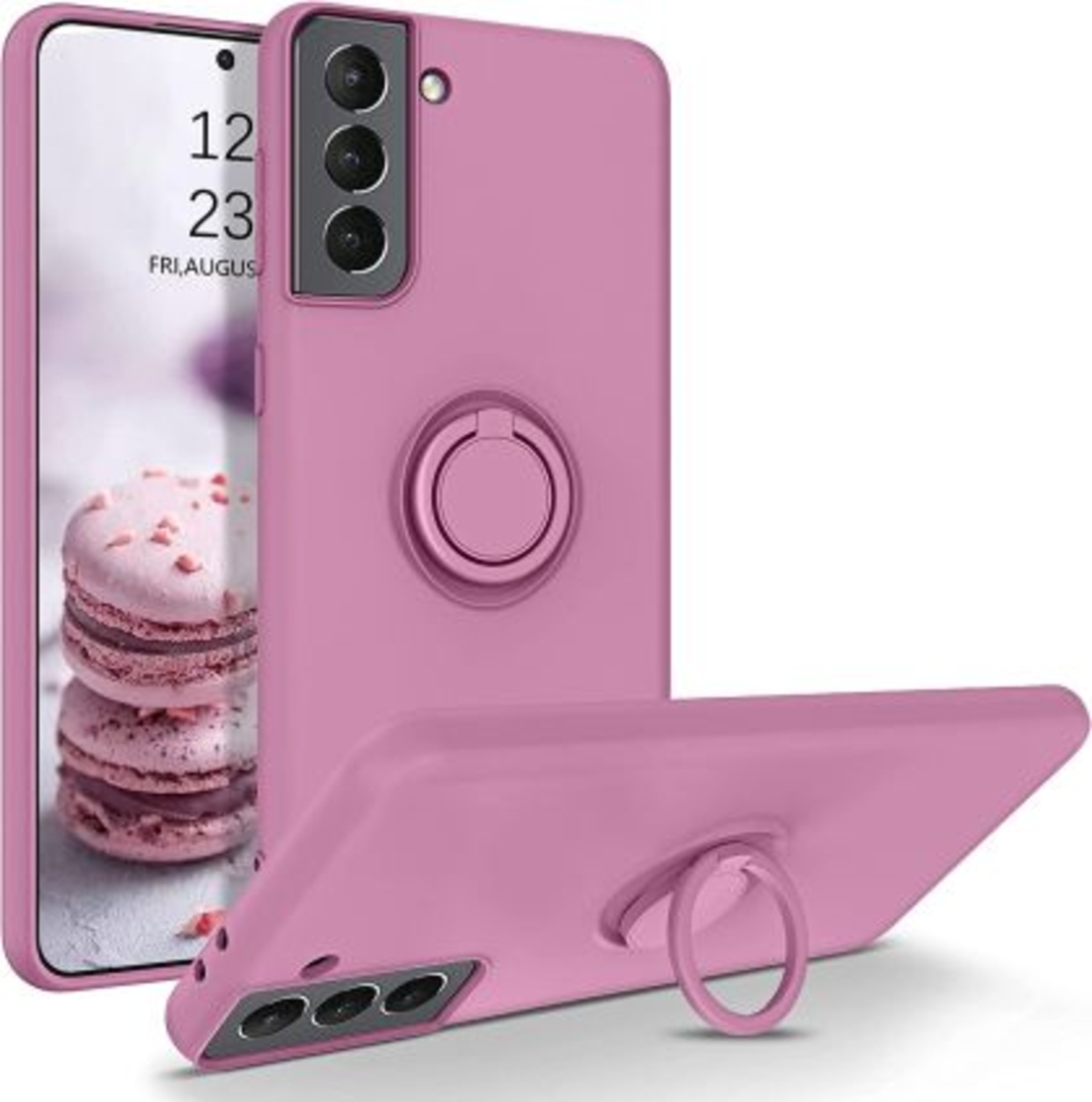 Кейс Vennus Silicone Ring, за Samsung Galaxy S22, Метален ринг, Лилав