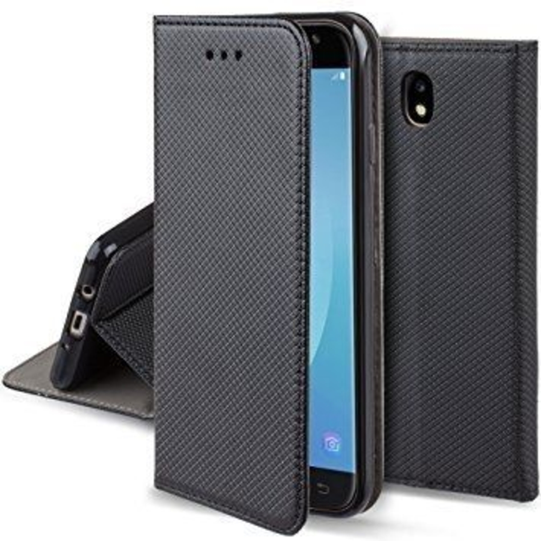 Кожен калъф Flip Book Smart за Samsung J730F Galaxy J7 (2017), Черен