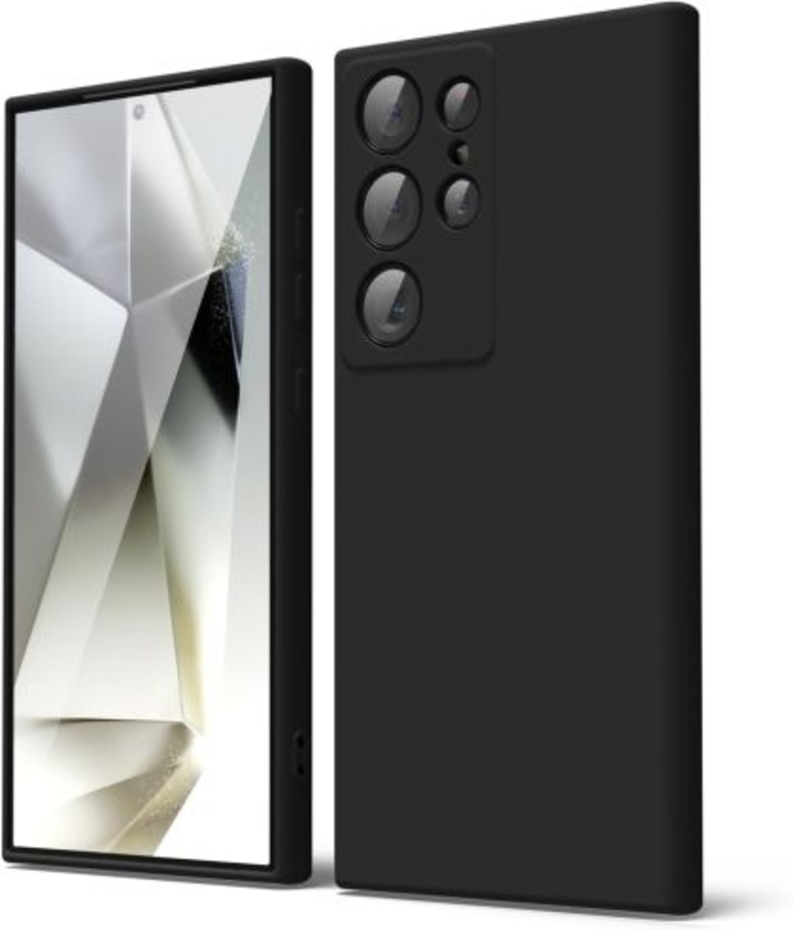 Кейс Silicone Lite за Samsung Galaxy S24 Ultra, Защита около камерата, Черен