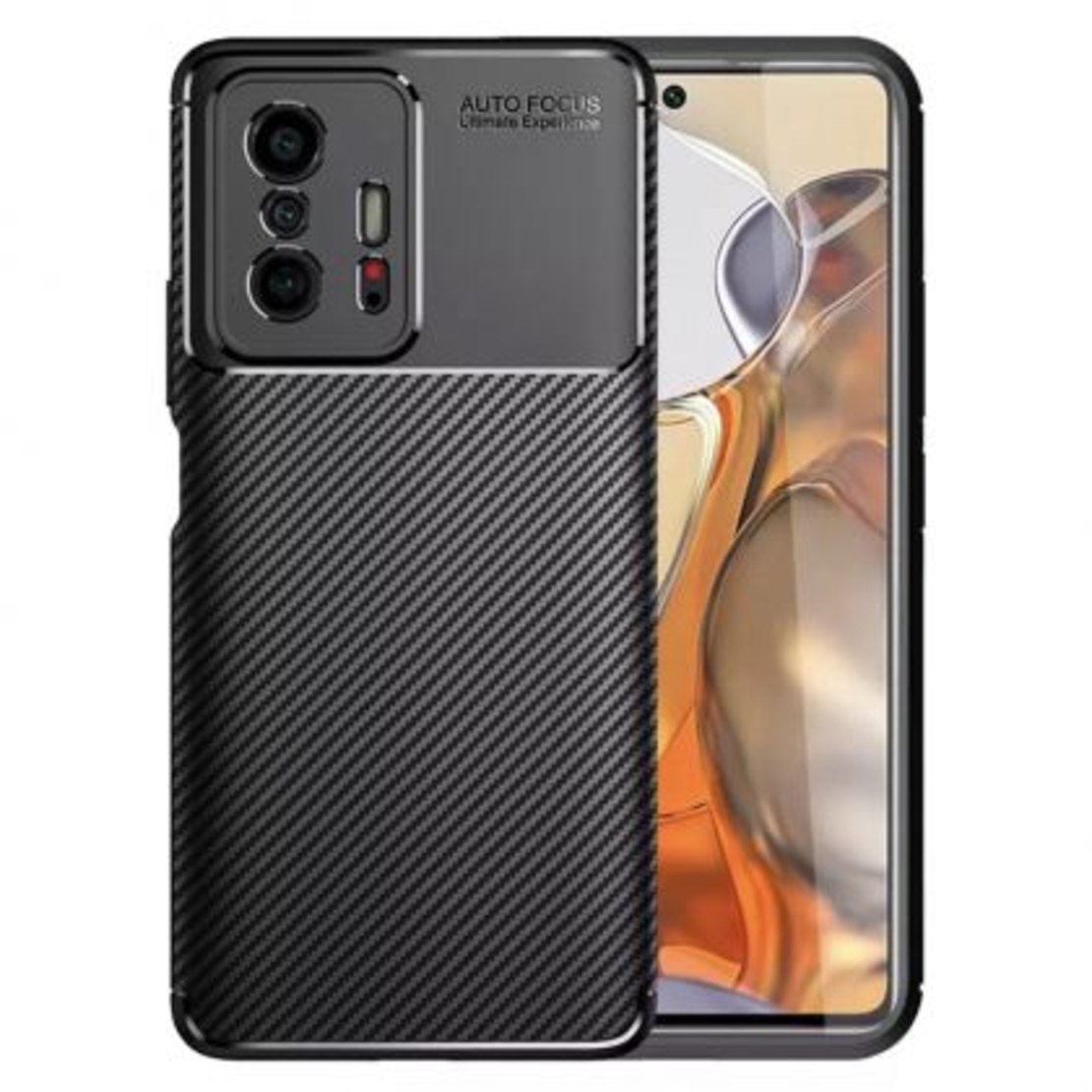 Кейс Vennus Carbon Elite за Xiaomi 11T/11T Pro, Защита около камерите, Черен