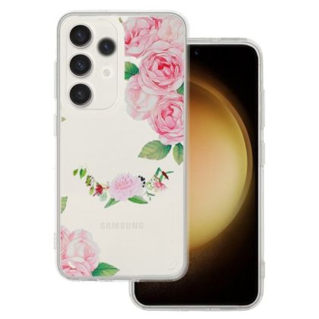 Кейс Tel Protect Flower, за Samsung Galaxy A33 5G, Защита около камерата, Прозрачен с розови рози