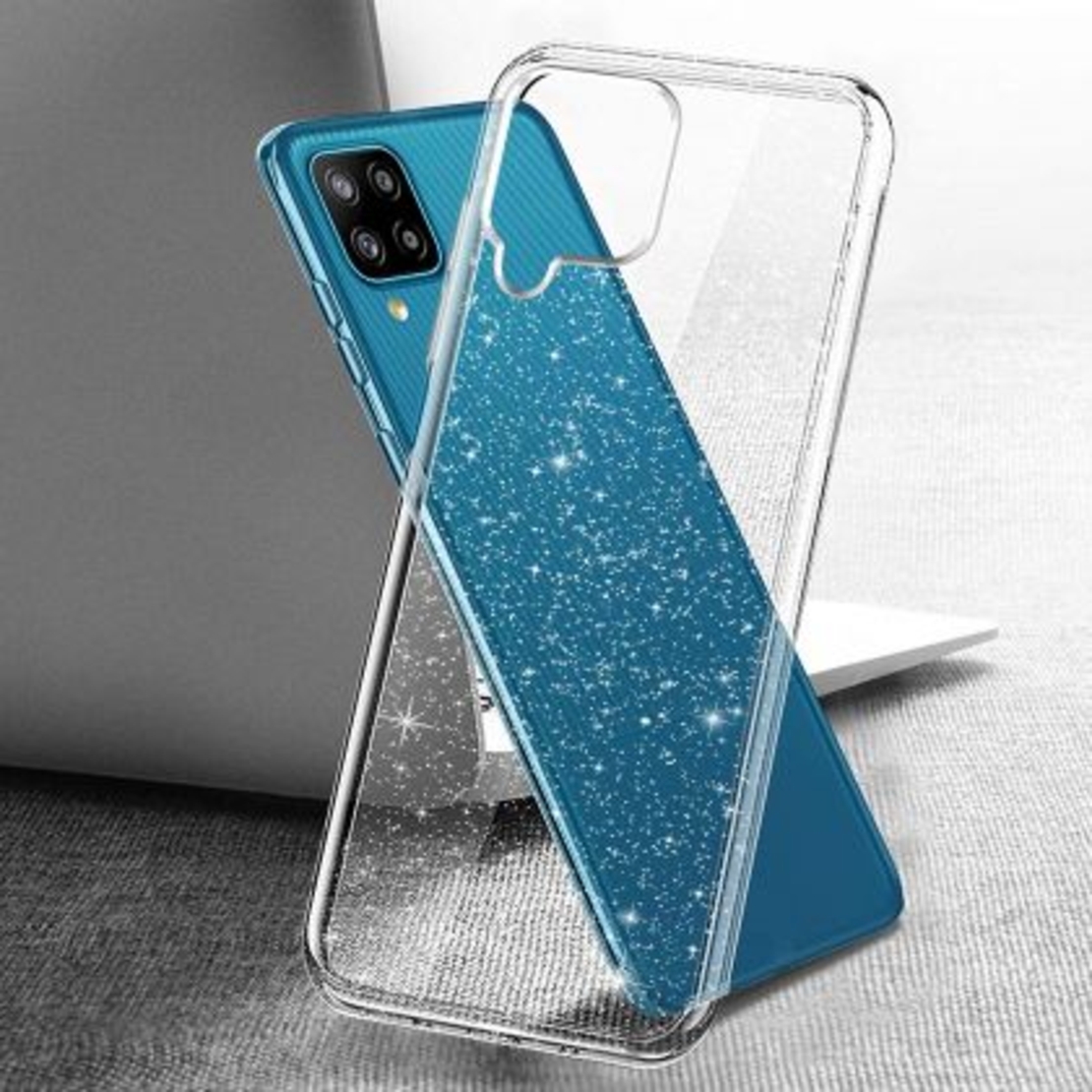 Силиконов блестящ гръб Lily Crystal Glitter за Samsung Galaxy A22 4G, Прозрачен