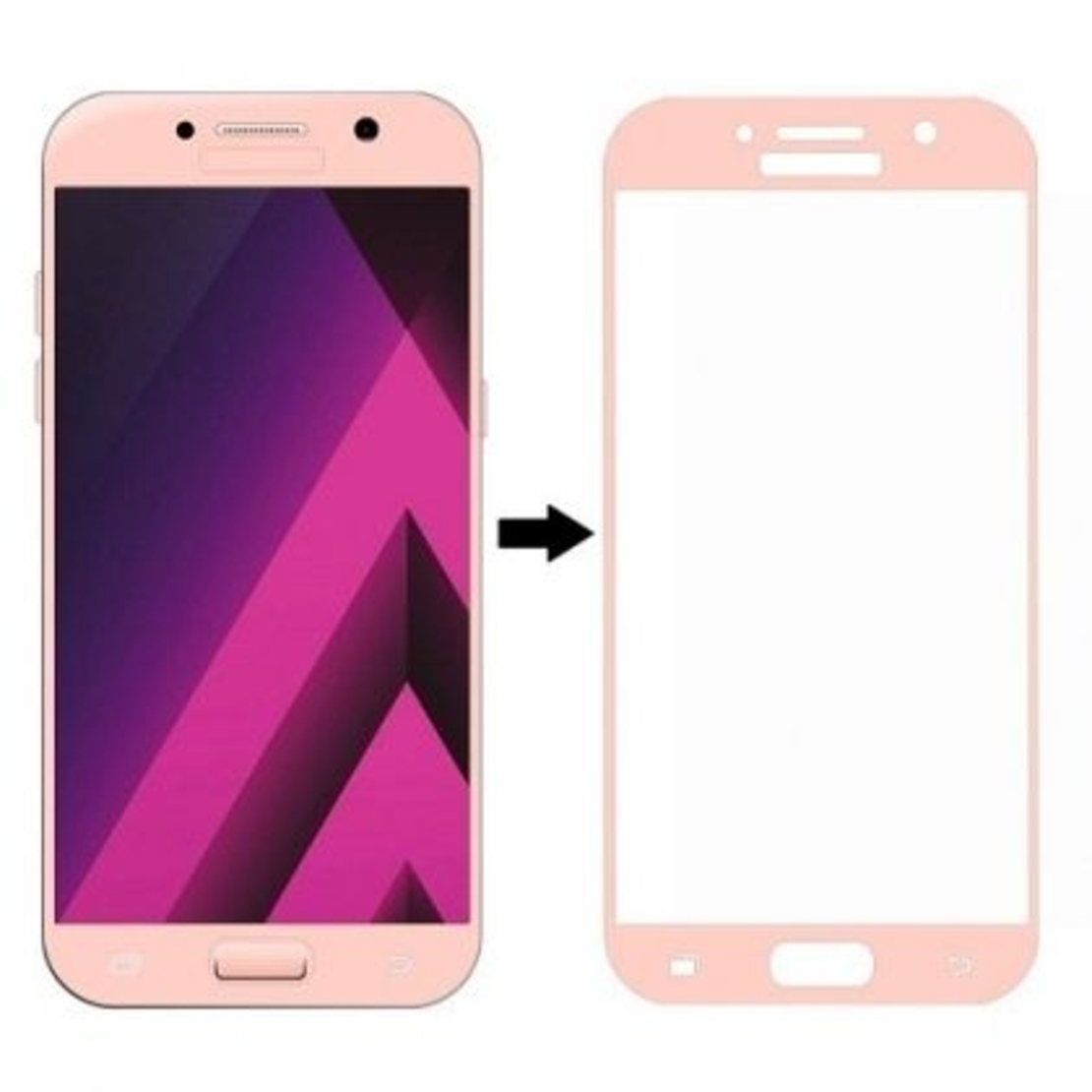 3D Стъклен протектор Full Cover за Samsung А320 Galaxy A3 2017, Розово златен
