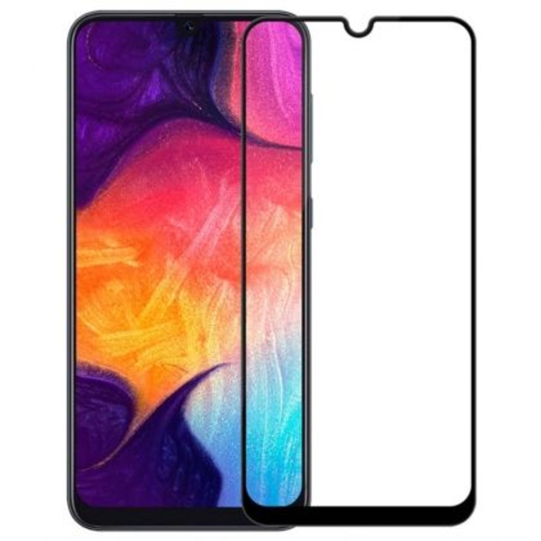 Хибридно фолио, стъклен протектор Full Glue Cover Hard Ceramic Glass за Samsung Galaxy A10/M10, Черен