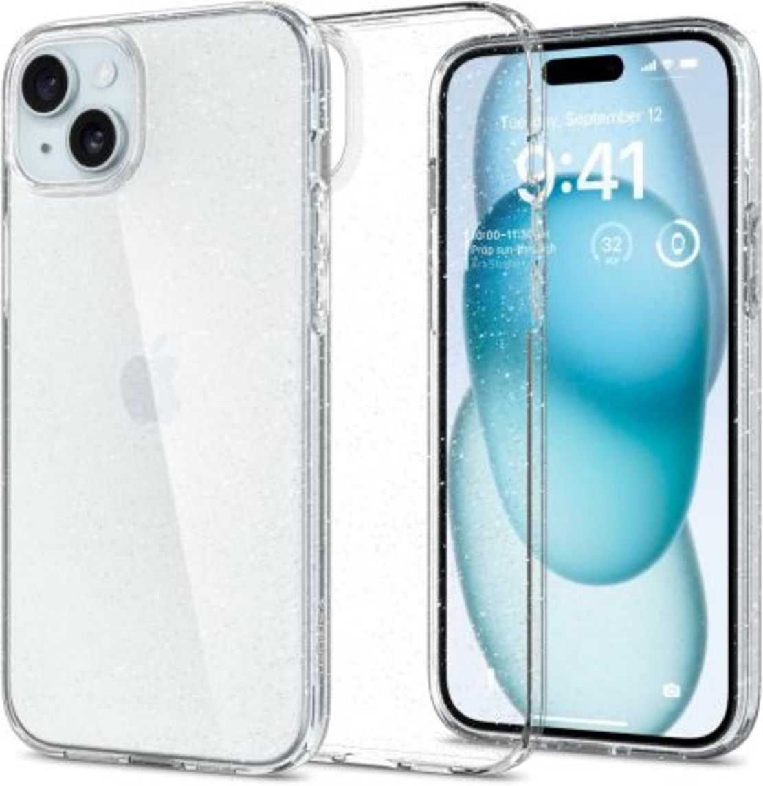 Силиконов блестящ гръб Lily Crystal Glitter за IPhone 15, Прозрачен