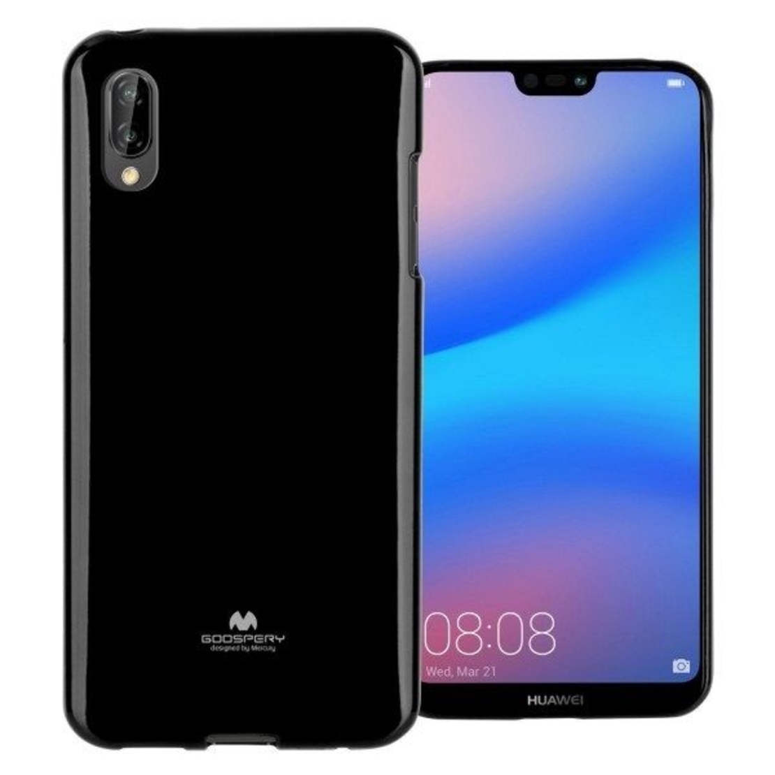 Луксозен силиконов гръб Jelly Mercury Goospery за Huawei P20, Черен
