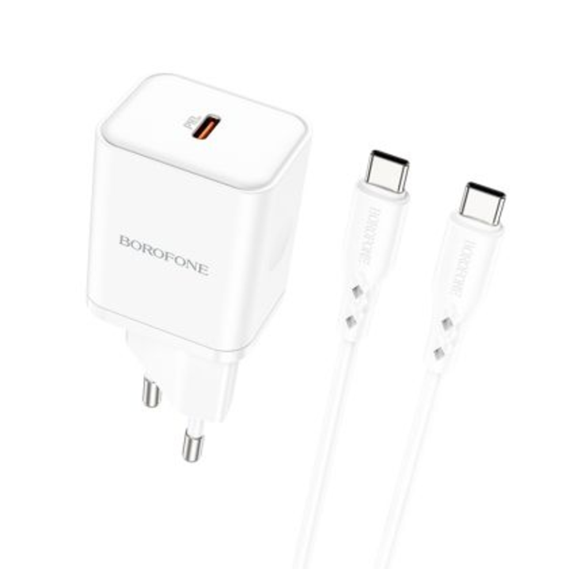 Зарядно Borofone, BN6 Field, QC3.0 PD 20W, Кабел Type C-Type C, Бързо зареждане, Бяло