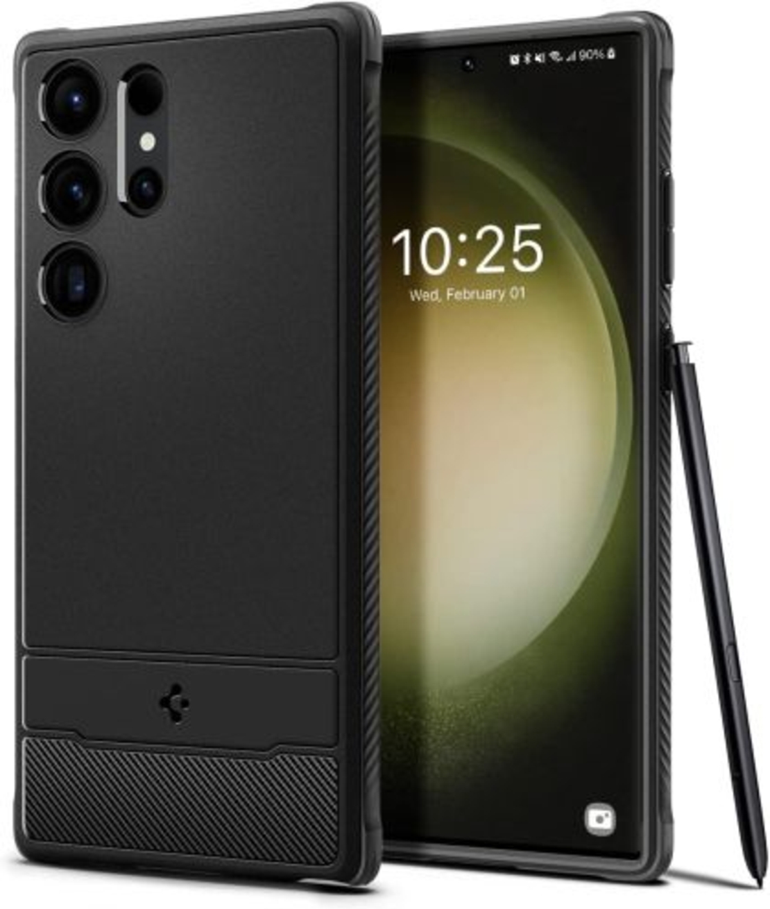 Кейс Spigen, Rugged Armor, за Samsung Galaxy S23 Ultra (ACS05613), Черен Matt