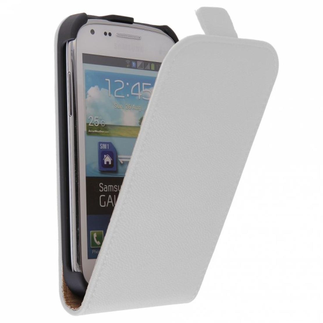 Кожен Flip калъф за Samsung Galaxy i8262 Core Duos ПОДАРЪК ПРОТЕКТОР ЗА ДИСПЛЕЙ