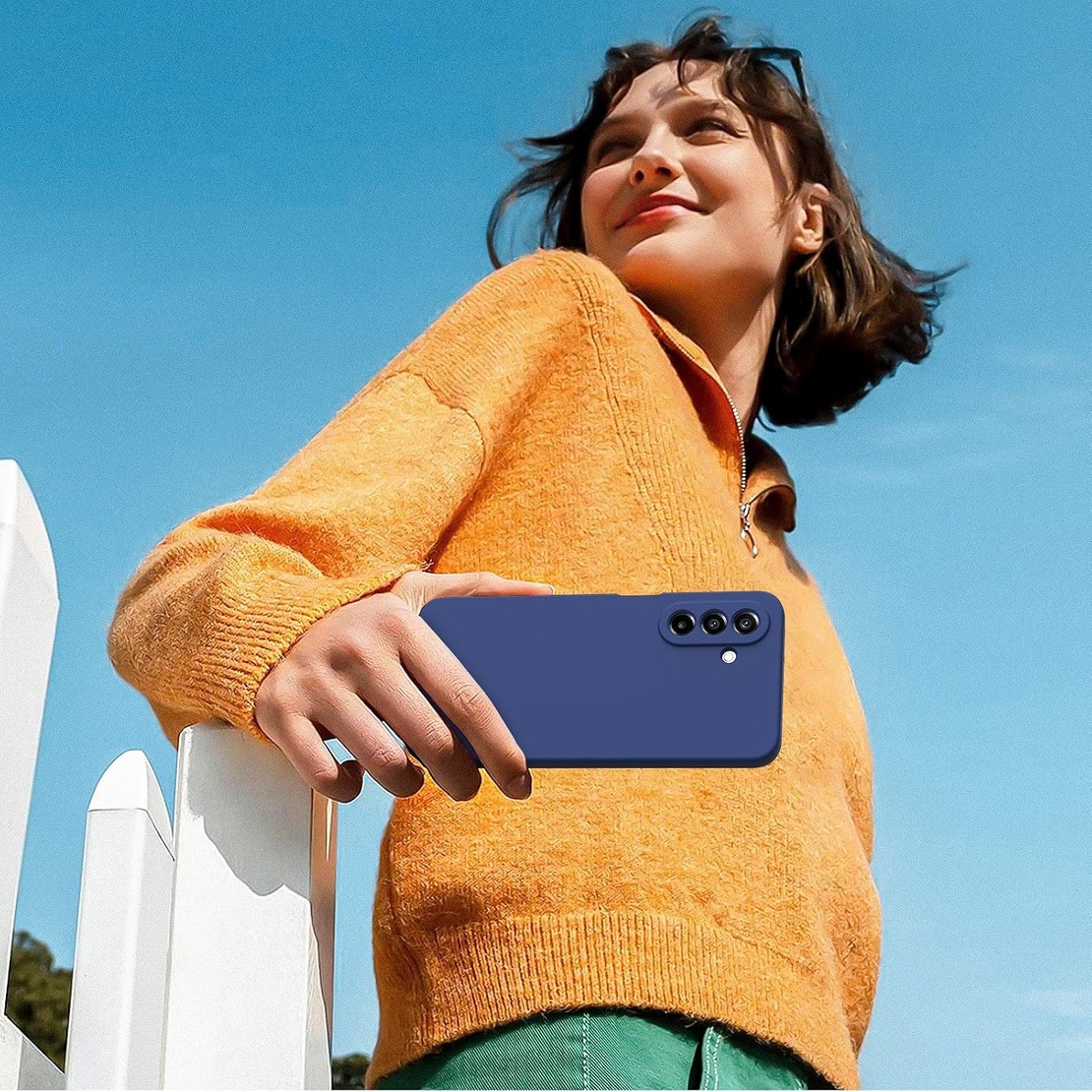 Кейс Silicone Lite за Samsung Galaxy A17, Защита около камерата, Син
