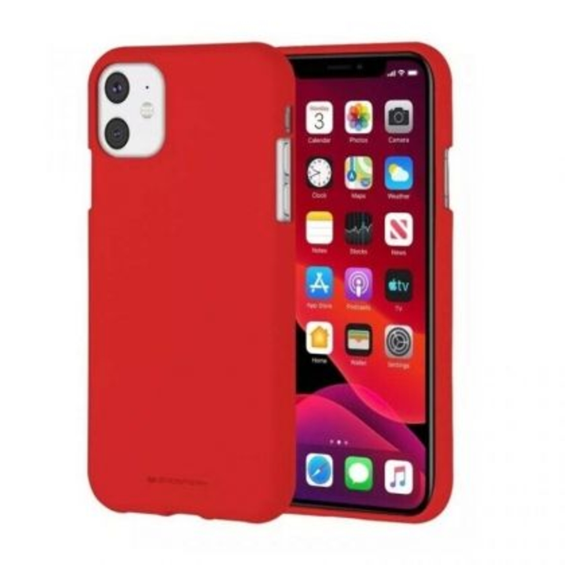Луксозен гръб Mercury Goospery Soft Feeling за IPhone 11, Червен