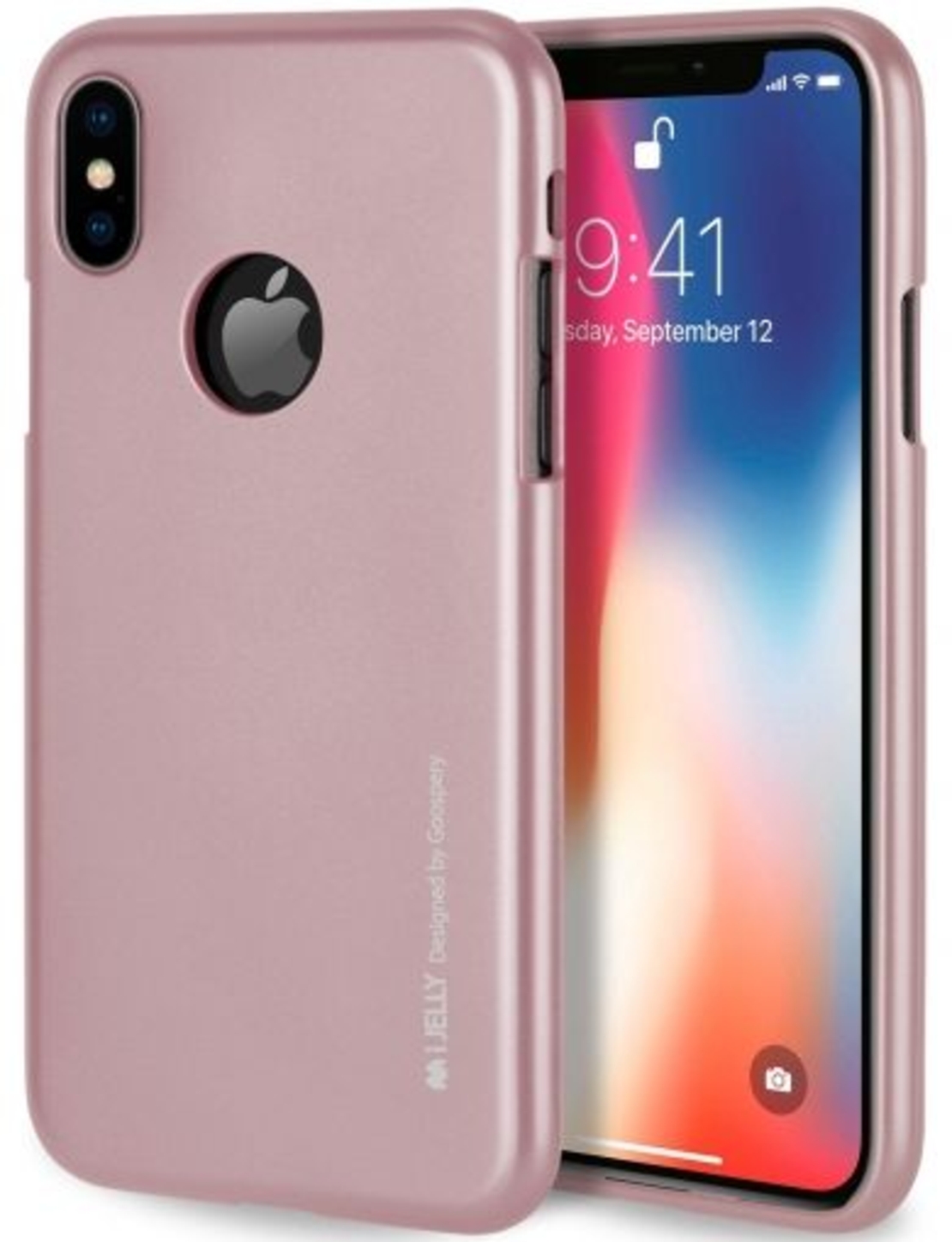 Луксозен силиконов гръб i-Jelly Metal Mercury Goospery за IPhone XR, Розово златен