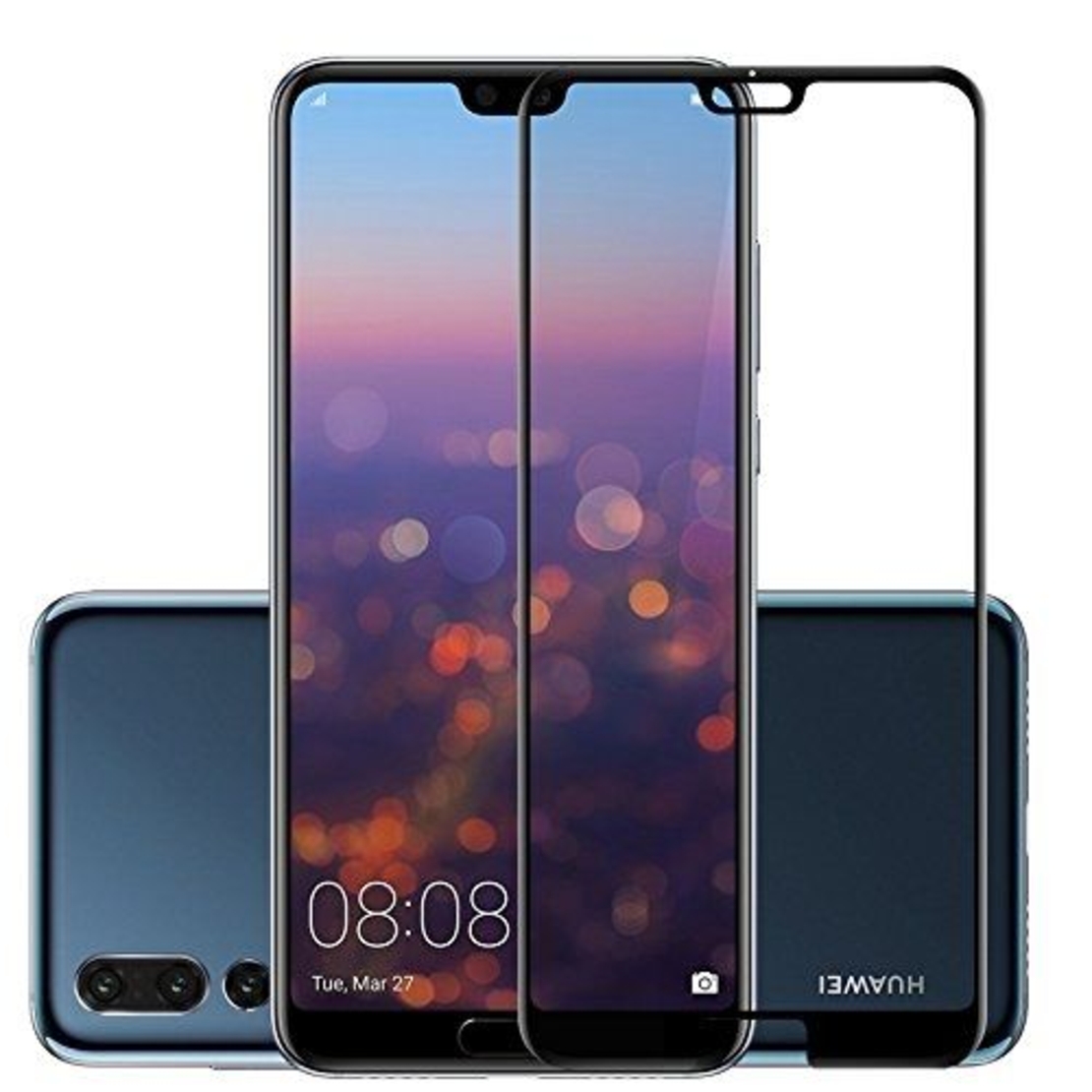 5D Стъклен протектор Full Glue Cover Huawei P20, Черен