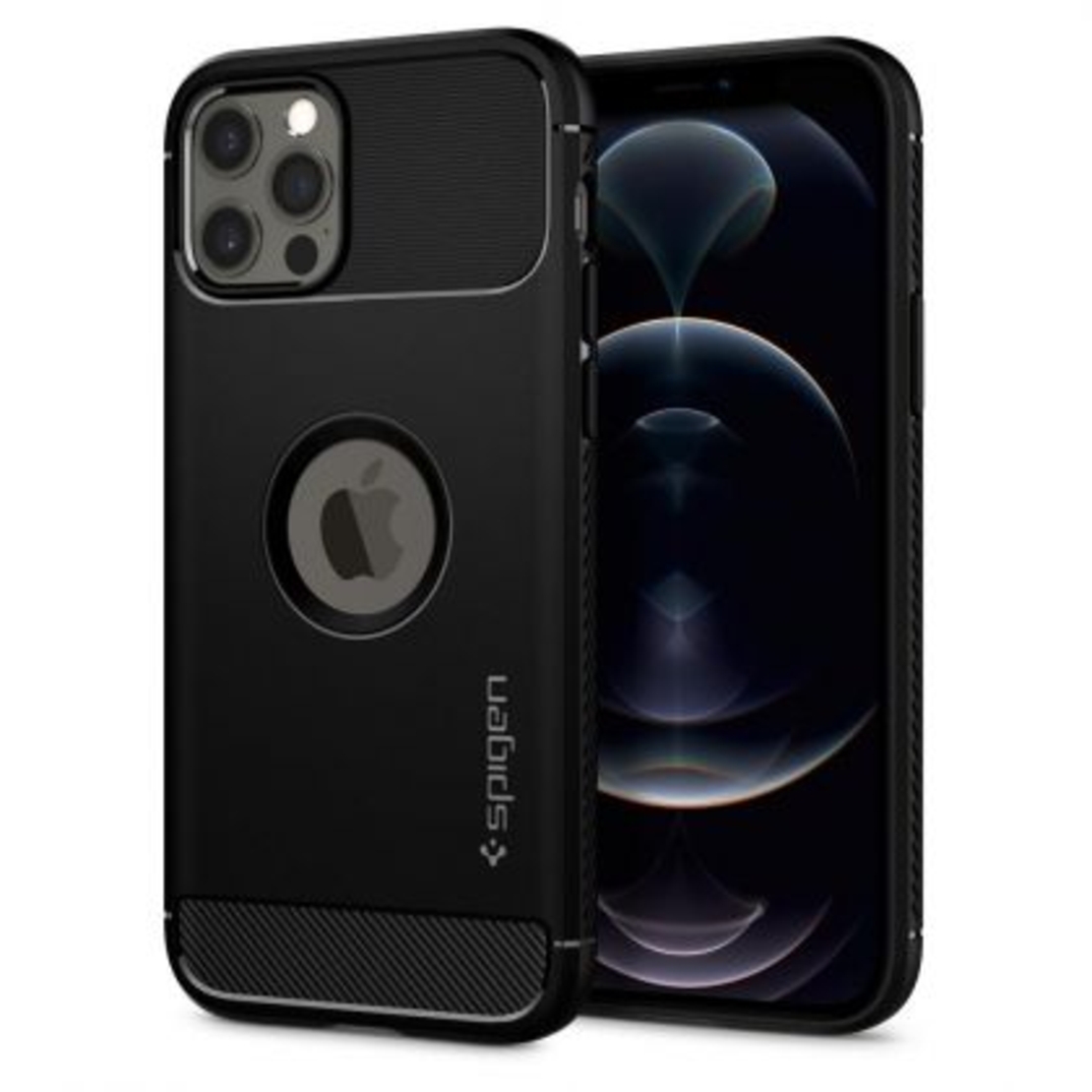 Кейс Spigen, Rugged Armor, за Iphone 12/12 Pro, Черен Matt