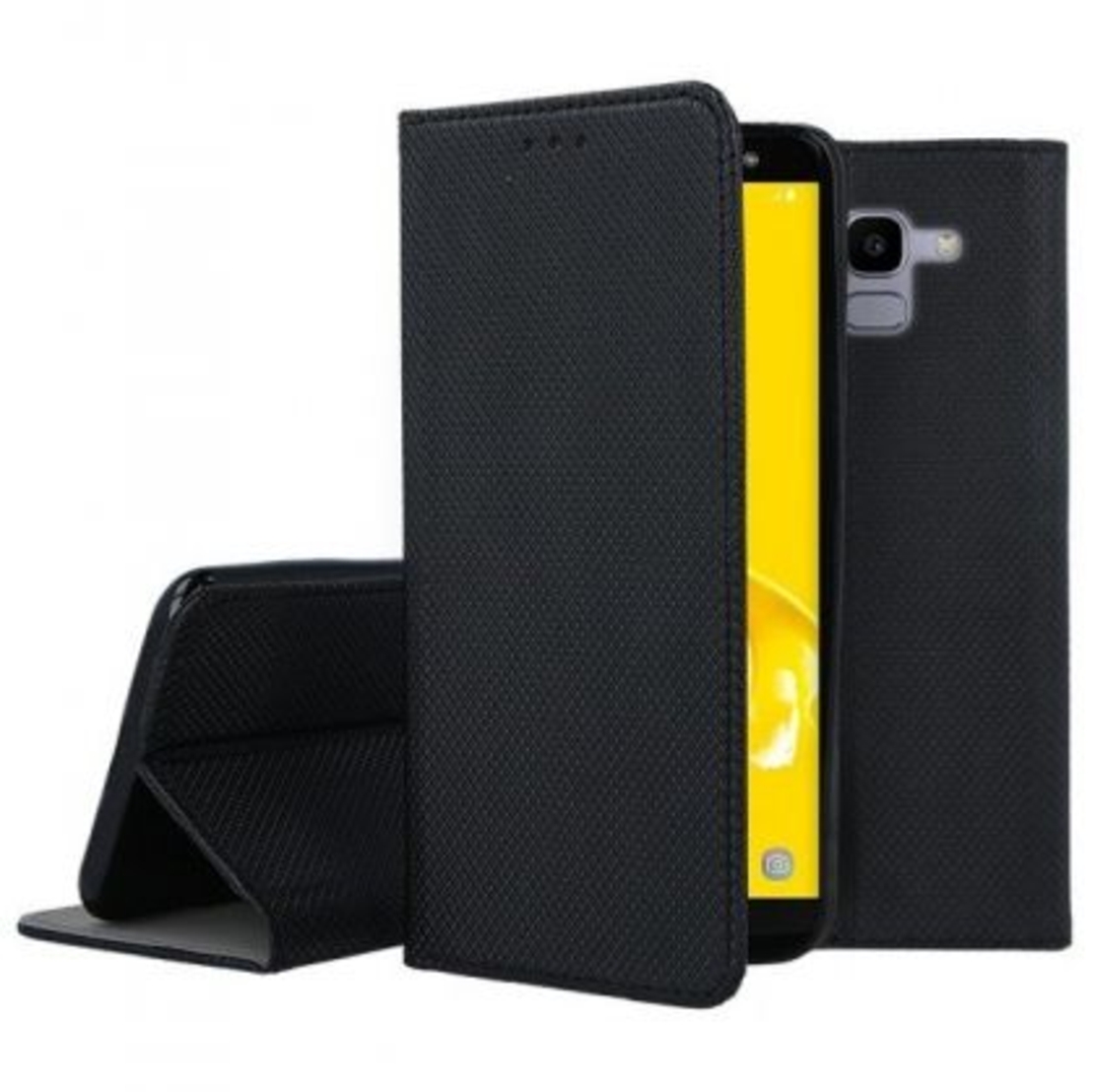 Кожен калъф Flip Book Smart за Samsung J600 Galaxy J6 2018, Черен