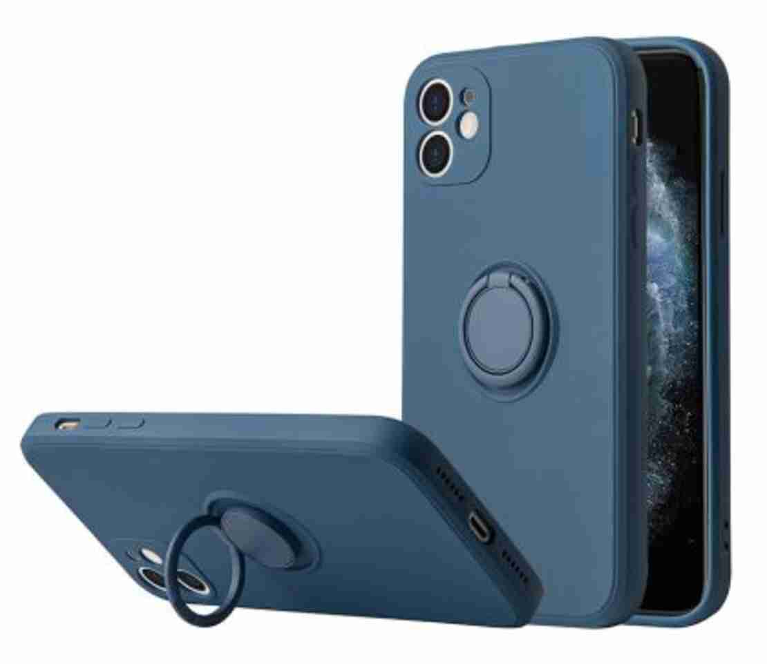 Кейс Vennus Silicone Ring за IPhone 13 Mini, Метален ринг, Защита около камерата, Син