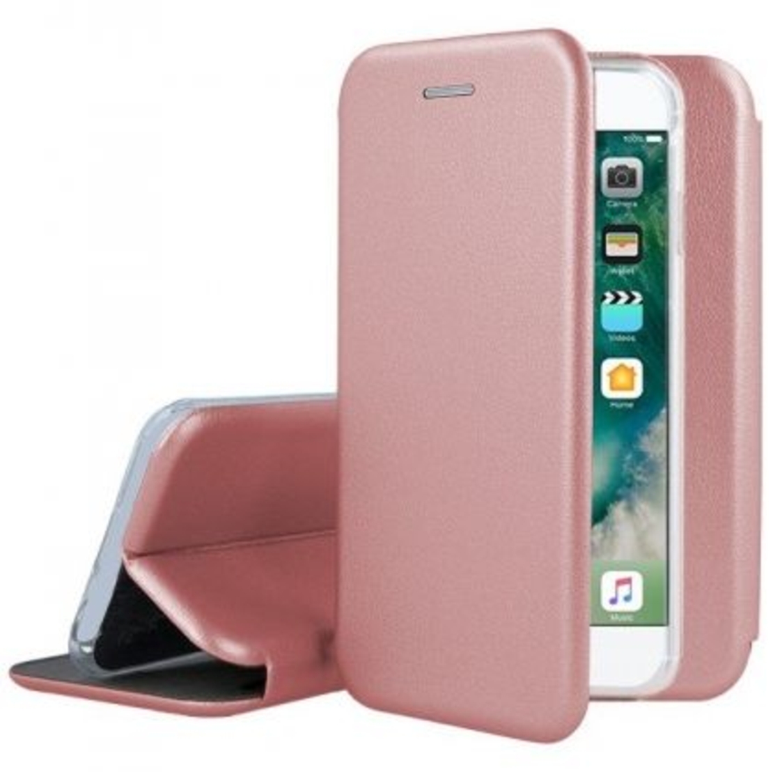Луксозен кожен калъф Vennus Elegance Book за IPhone 7/8/SE 2020, Розов