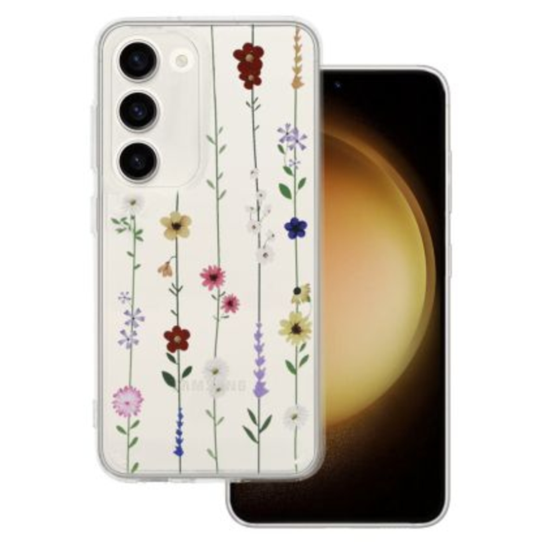 Кейс Tel Protect Flower, за Samsung Galaxy S23, Защита около камерата, Прозрачен с маргаритки
