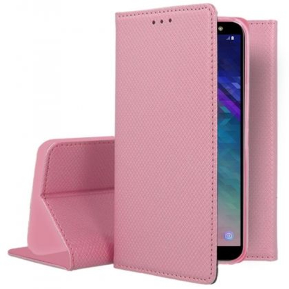 Кожен калъф Flip Book Smart за Samsung A605 Galaxy A6 Plus 2018, Розов