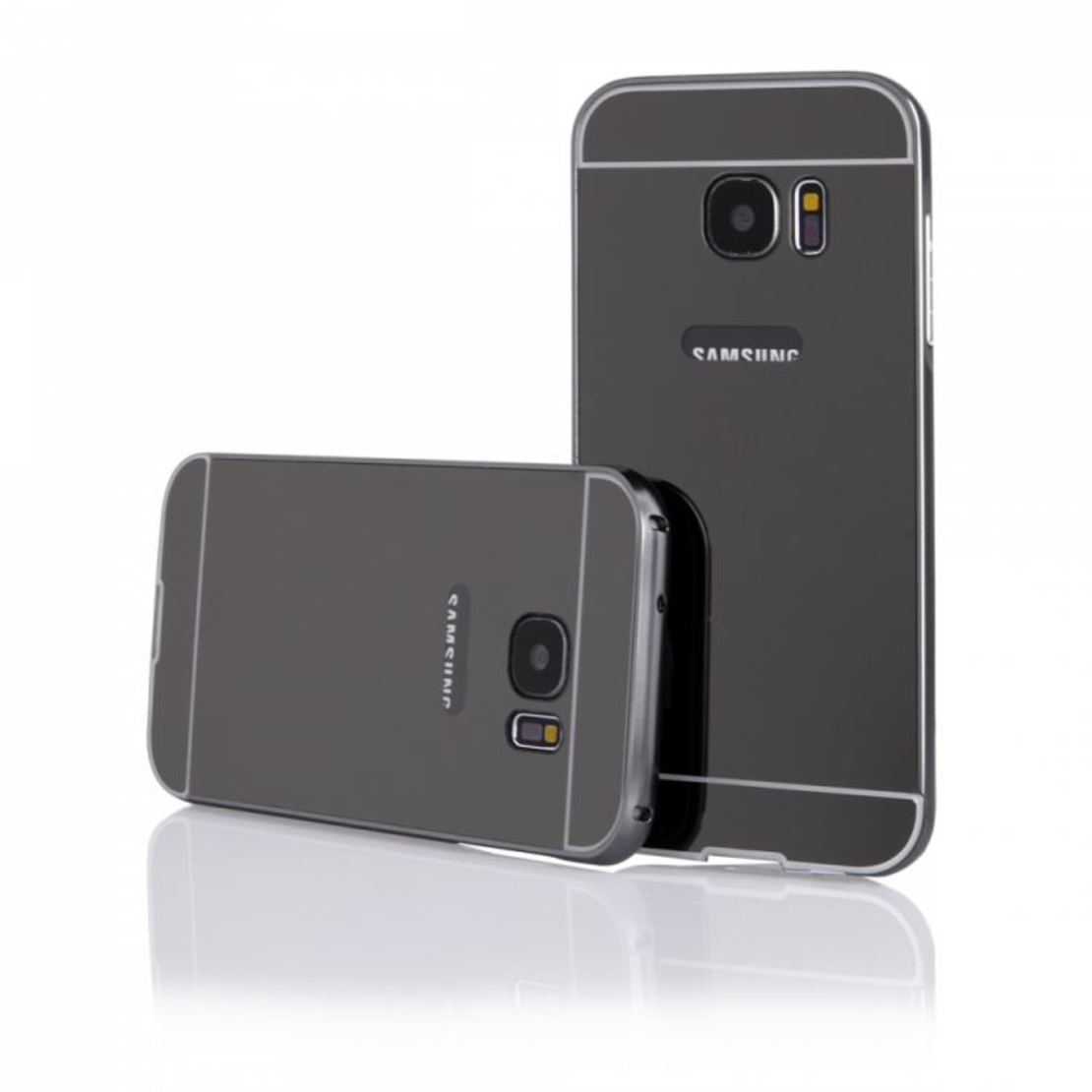 Луксозен гръб Luxury Bumper с огледален ефект в сиво и метална рамка-бъмпер за Samsung G930 S7