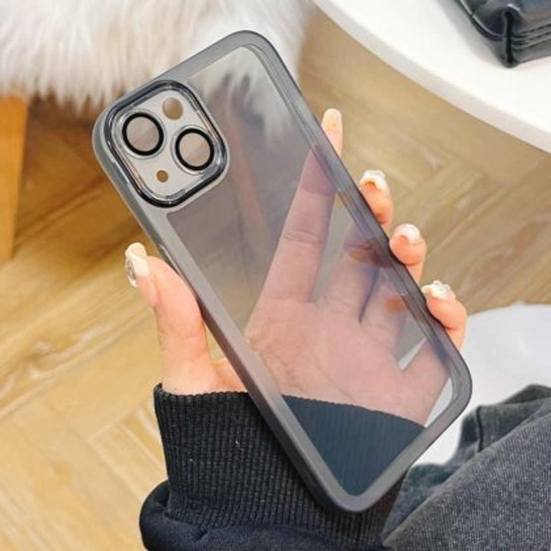 Силиконов кейс Protective Lens, IPhone 15 Plus, Защита на камерите и обективите, Черен прозрачен